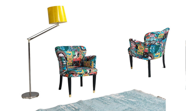 Fotoliu fix tapitat cu stofa, Frida Multicolor, l65xA60xH75 cm (3)