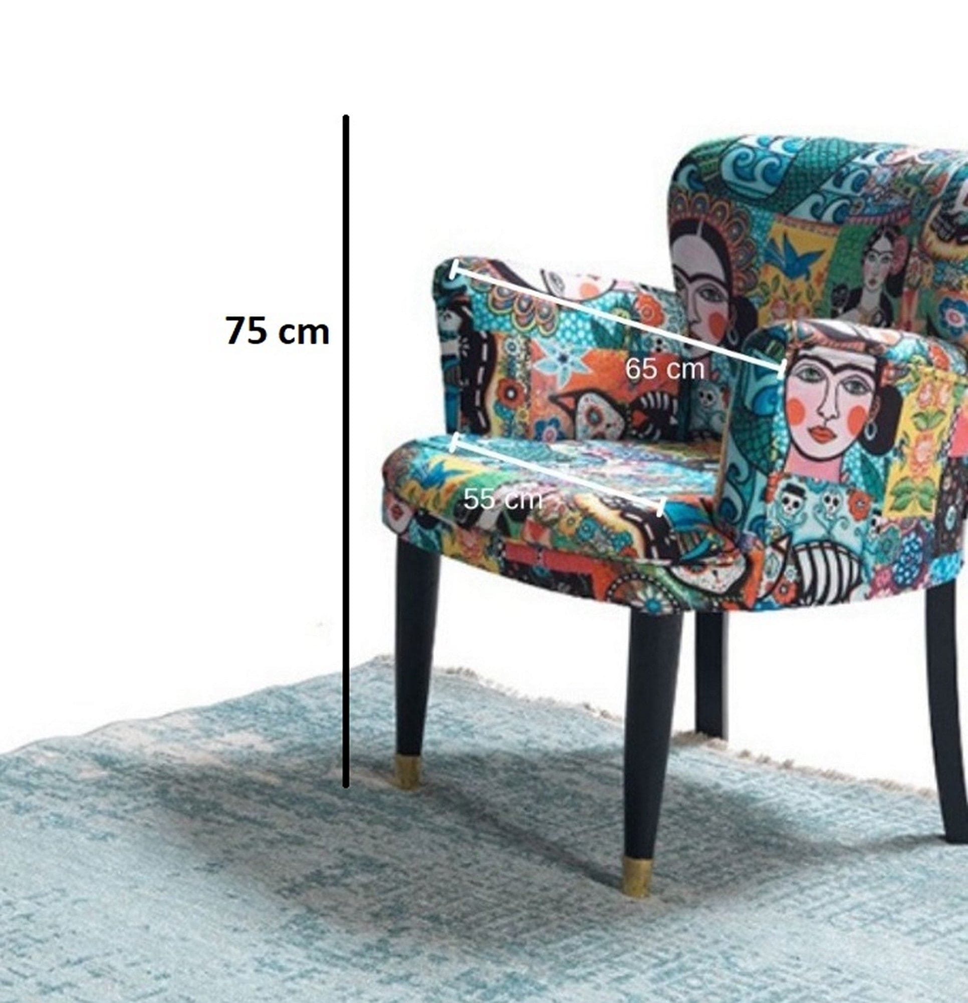 Fotoliu fix tapitat cu stofa, Frida Multicolor, l65xA60xH75 cm (4)