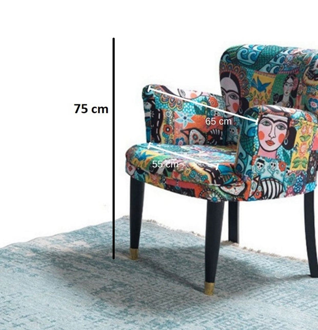 Fotoliu fix tapitat cu stofa, Frida Multicolor, l65xA60xH75 cm (4)