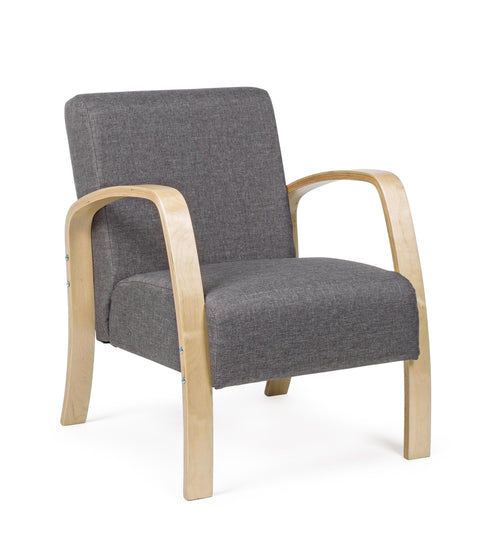 Fotoliu fix tapitat cu stofa Ginevra Gri, l79xA63xH77 cm