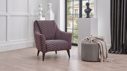 Fotoliu fix tapitat cu stofa, Giza Multicolor, l82xA85xH90 cm