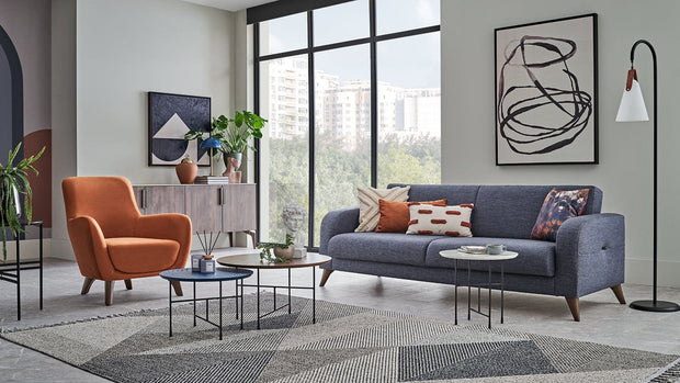 Fotoliu fix tapitat cu stofa, Hilda Velvet Portocaliu, l78xA78xH87 cm (2)