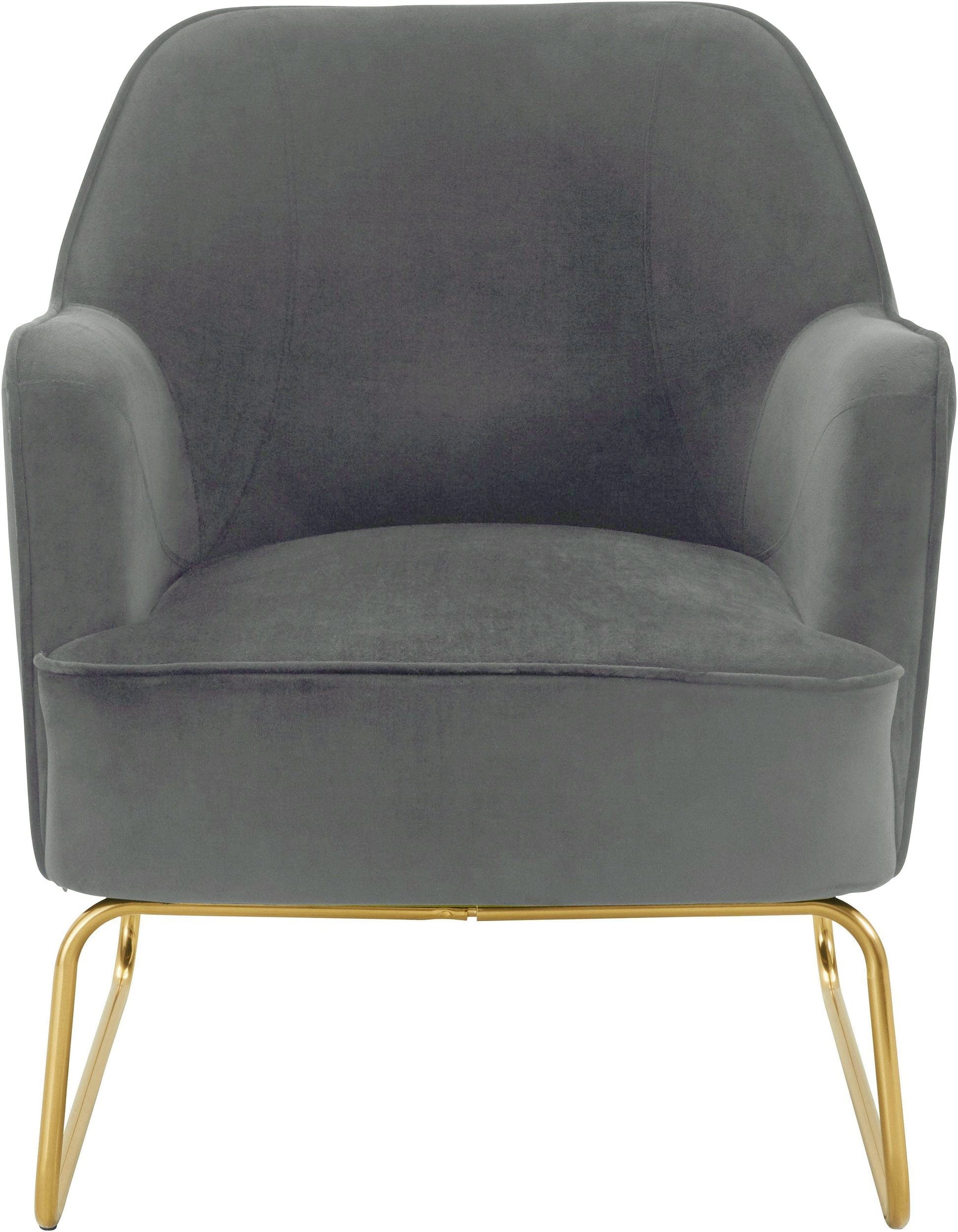 Dorel Home Fotoliu fix tapitat cu stofa, Joshua Velvet Gri / Auriu, l65xA78xH80 cm