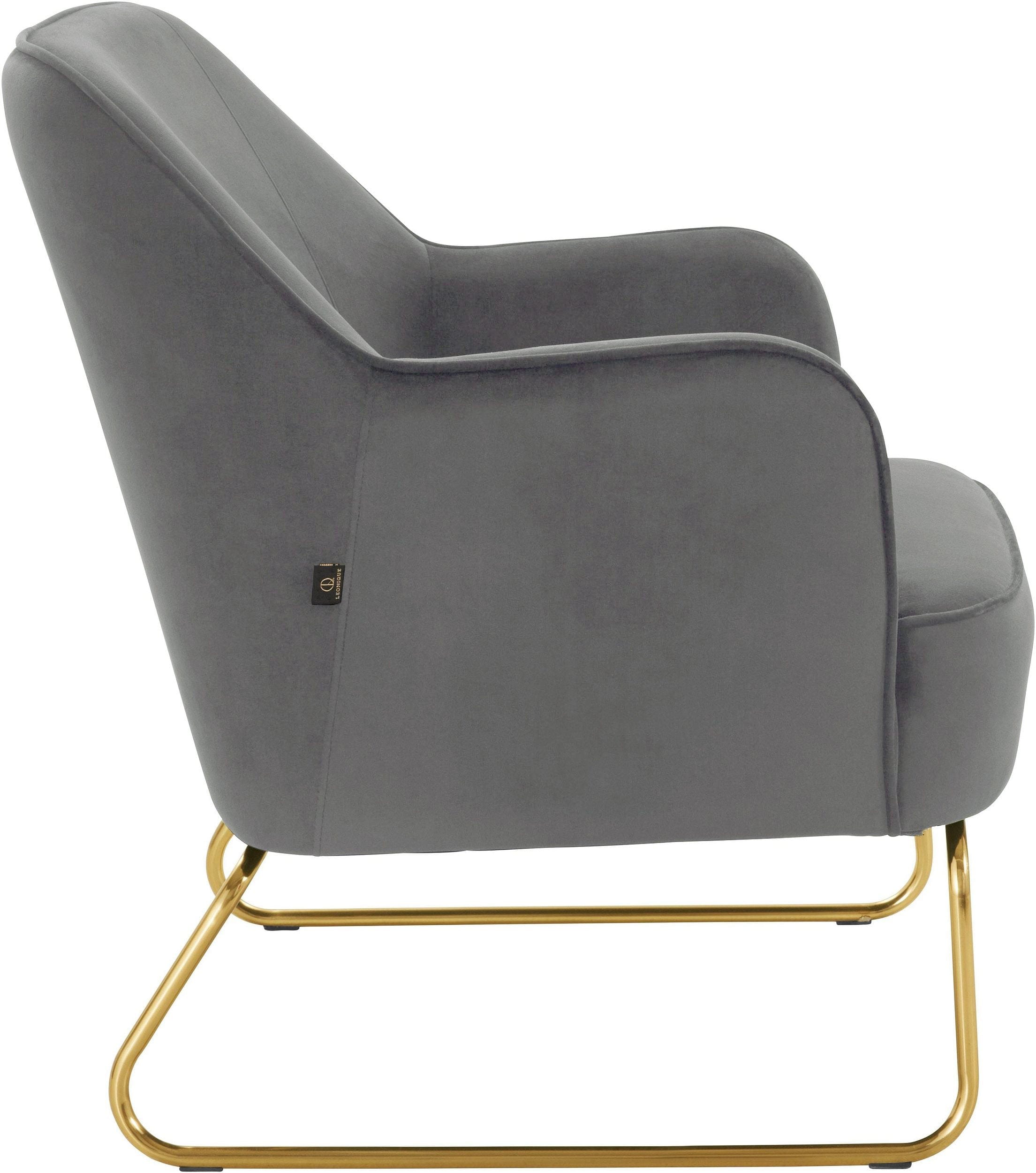 Dorel Home Fotoliu fix tapitat cu stofa, Joshua Velvet Gri / Auriu, l65xA78xH80 cm