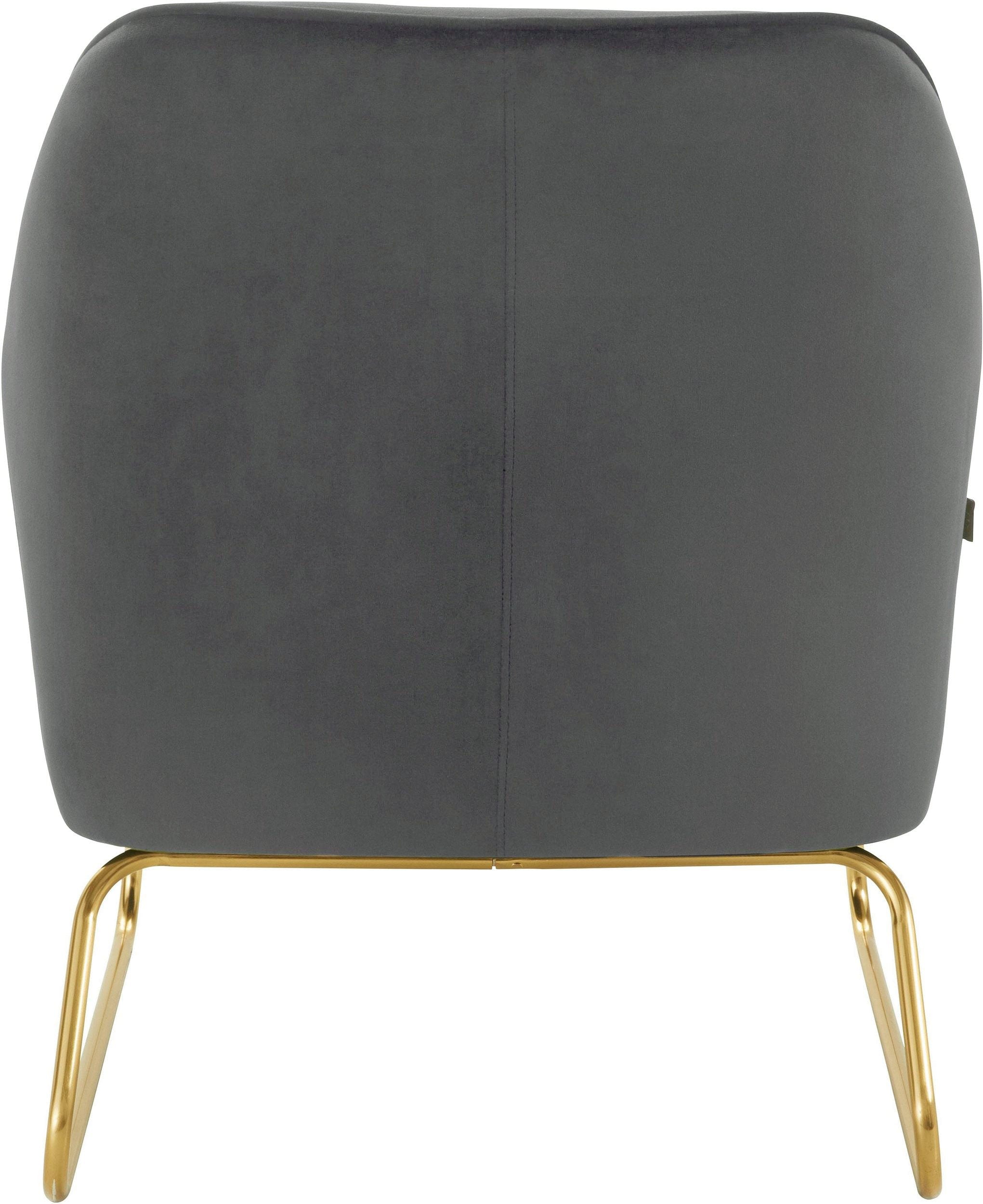 Dorel Home Fotoliu fix tapitat cu stofa, Joshua Velvet Gri / Auriu, l65xA78xH80 cm