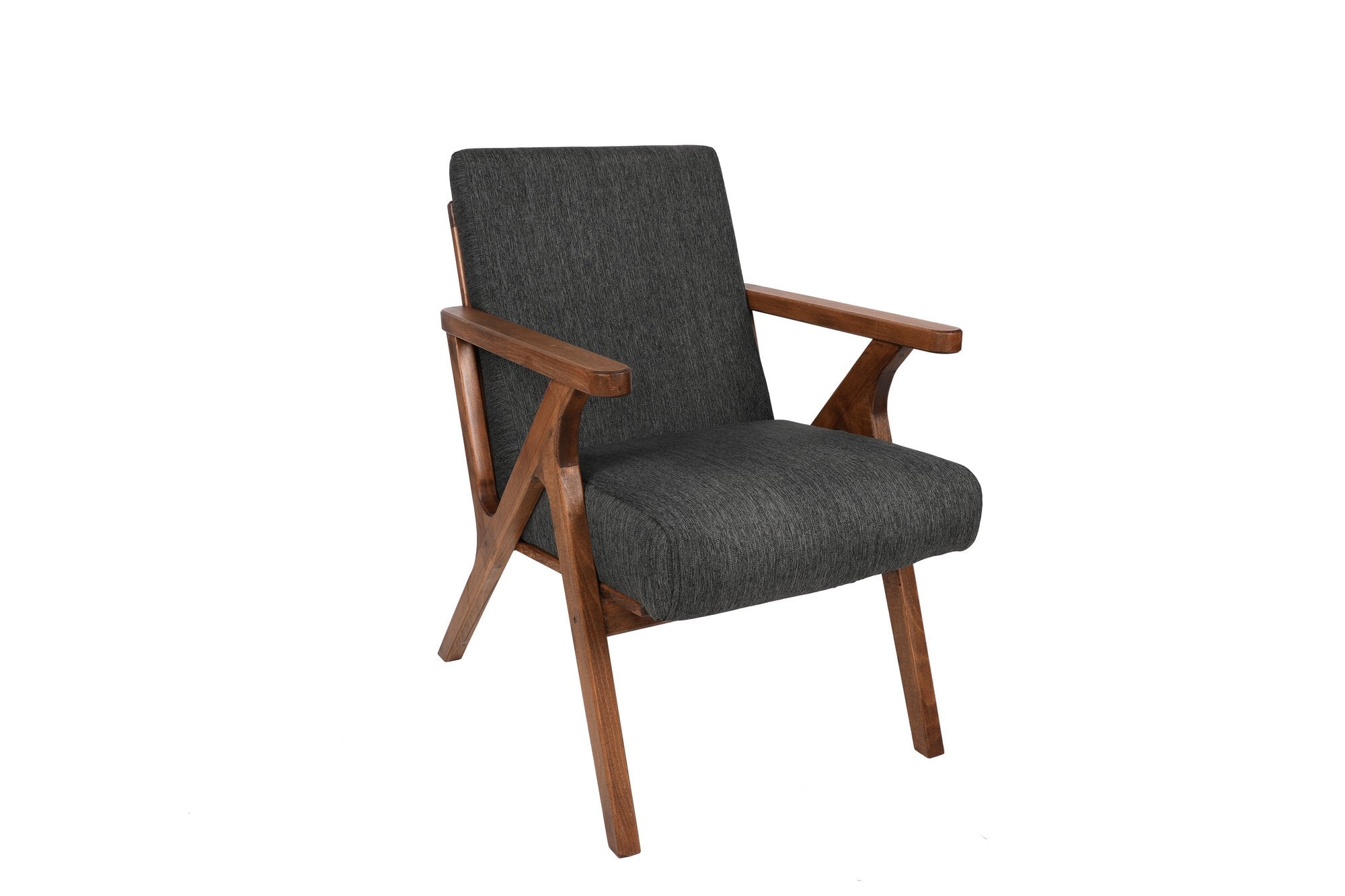 Asir Fotoliu fix tapitat cu stofa, Melody Antracit / Fag, l64xA50xH93 cm