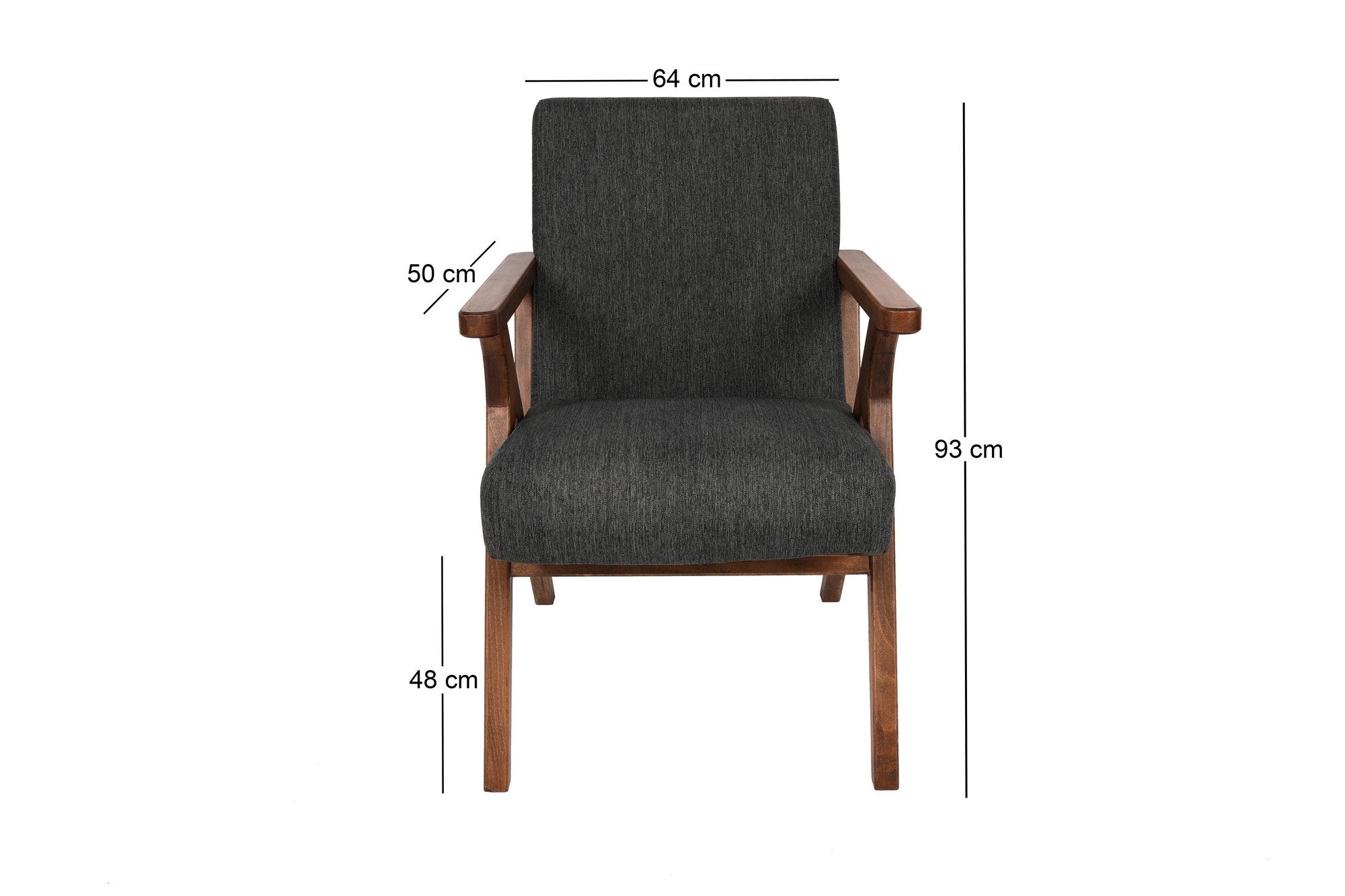 Asir Fotoliu fix tapitat cu stofa, Melody Antracit / Fag, l64xA50xH93 cm