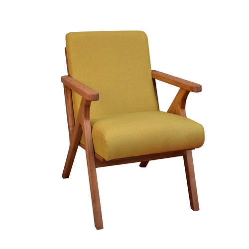 Fotoliu fix tapitat cu stofa, Melody Galben / Fag, l64xA50xH93 cm