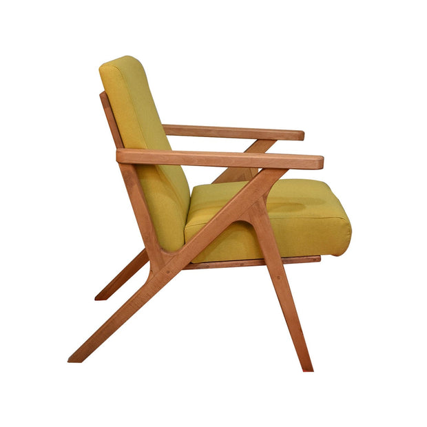 Fotoliu fix tapitat cu stofa, Melody Galben / Fag, l64xA50xH93 cm (1)