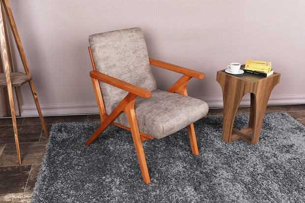 Asir Fotoliu fix tapitat cu stofa, Melody Gri / Fag, l64xA50xH93 cm