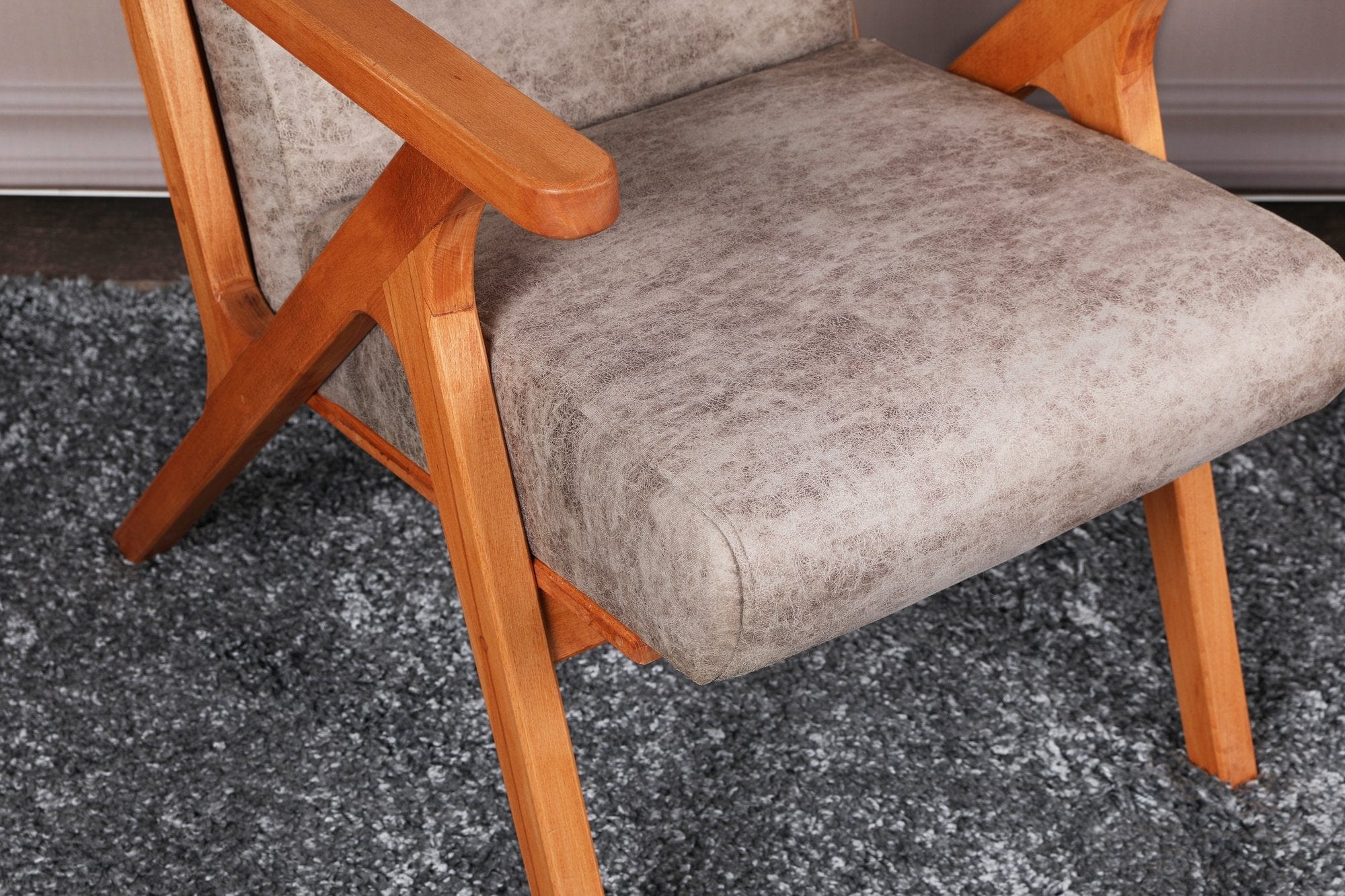 Asir Fotoliu fix tapitat cu stofa, Melody Gri / Fag, l64xA50xH93 cm