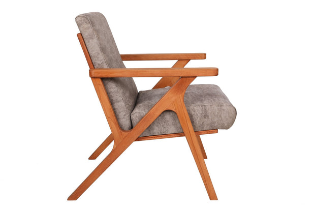 Asir Fotoliu fix tapitat cu stofa, Melody Gri / Fag, l64xA50xH93 cm