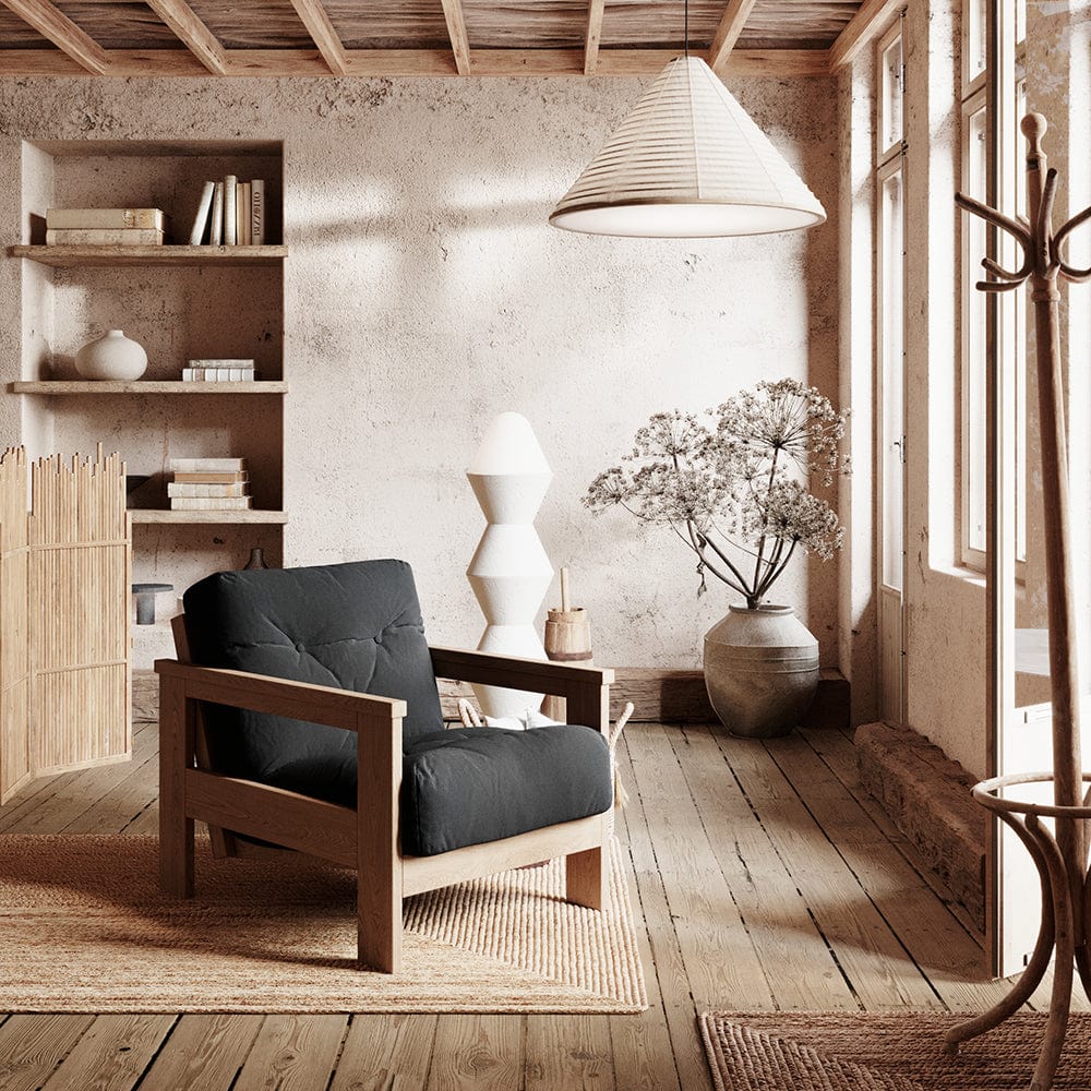 Fotoliu Fix tapitat cu stofa, Mexico Oil Gri Inchis, l75xA105xH83 cm (1)