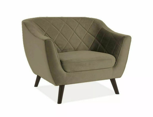 Fotoliu Fix tapitat cu stofa, Molly 1 Velvet Verde Olive / Wenge, l105xA85xH83 cm