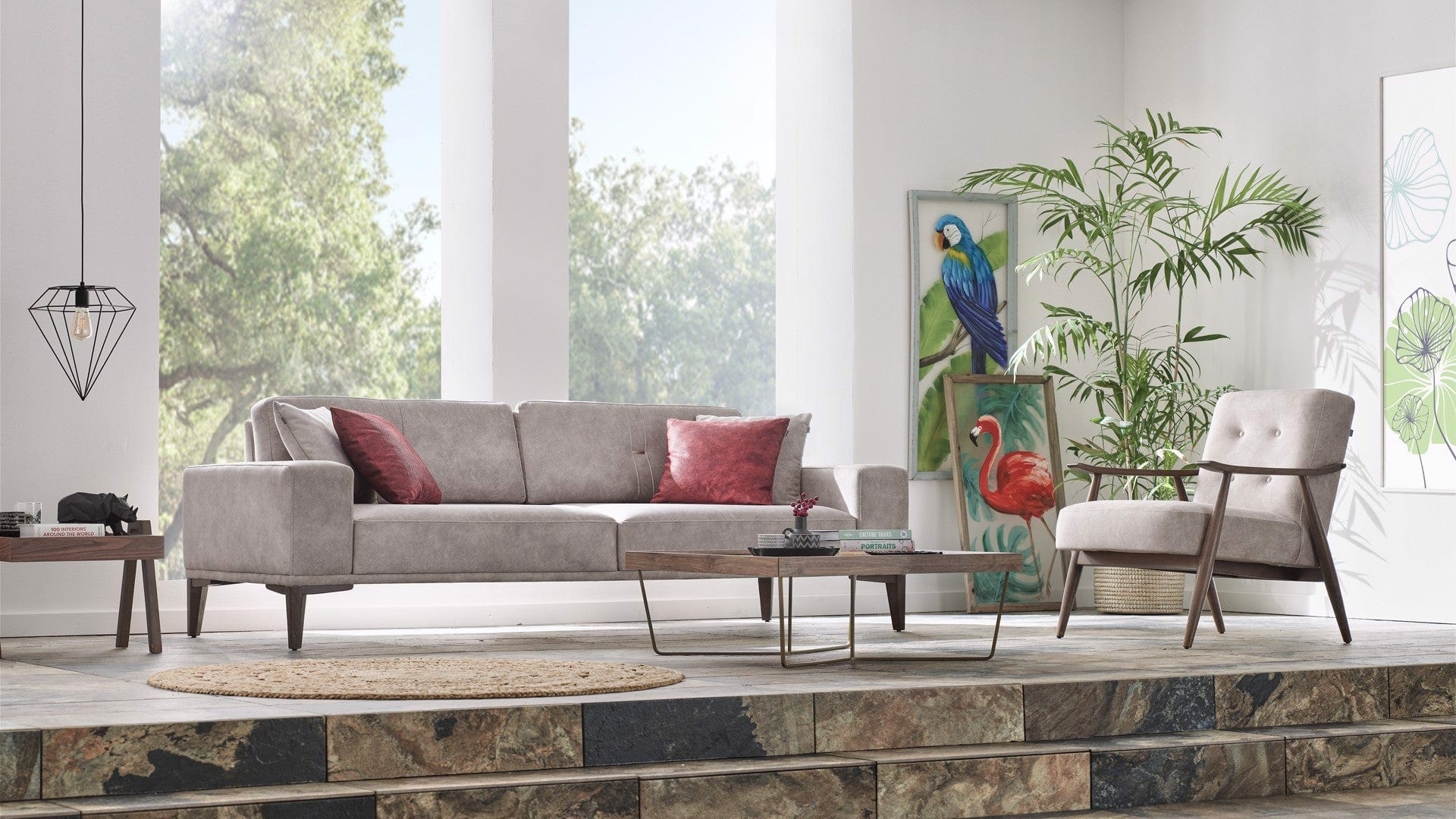 Fotoliu fix tapitat cu stofa Nadia Gri, l70xA80xH86 cm (3)