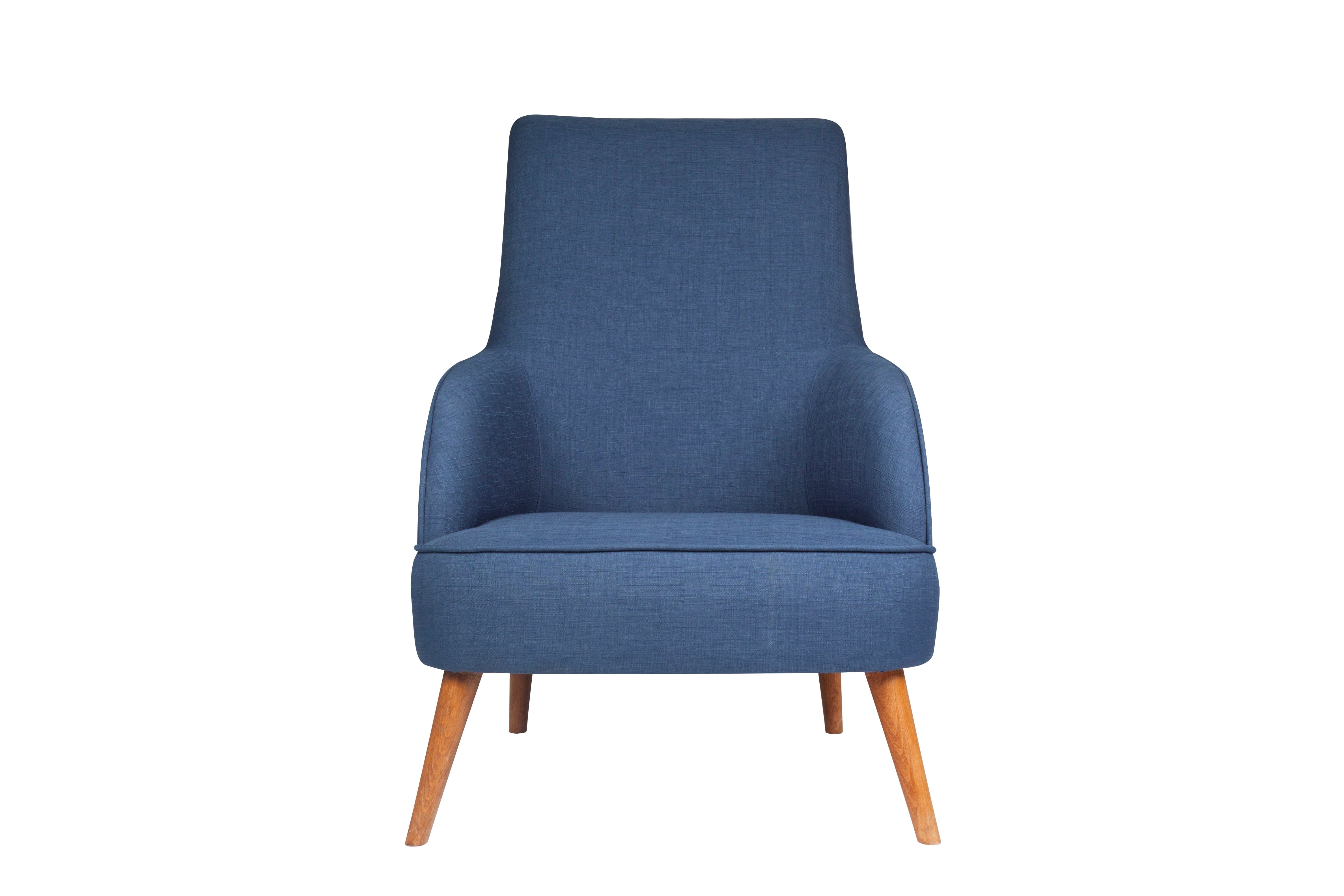 Fotoliu fix tapitat cu stofa, Nathanial Bleumarin / Maro, l69xA89xH107 cm