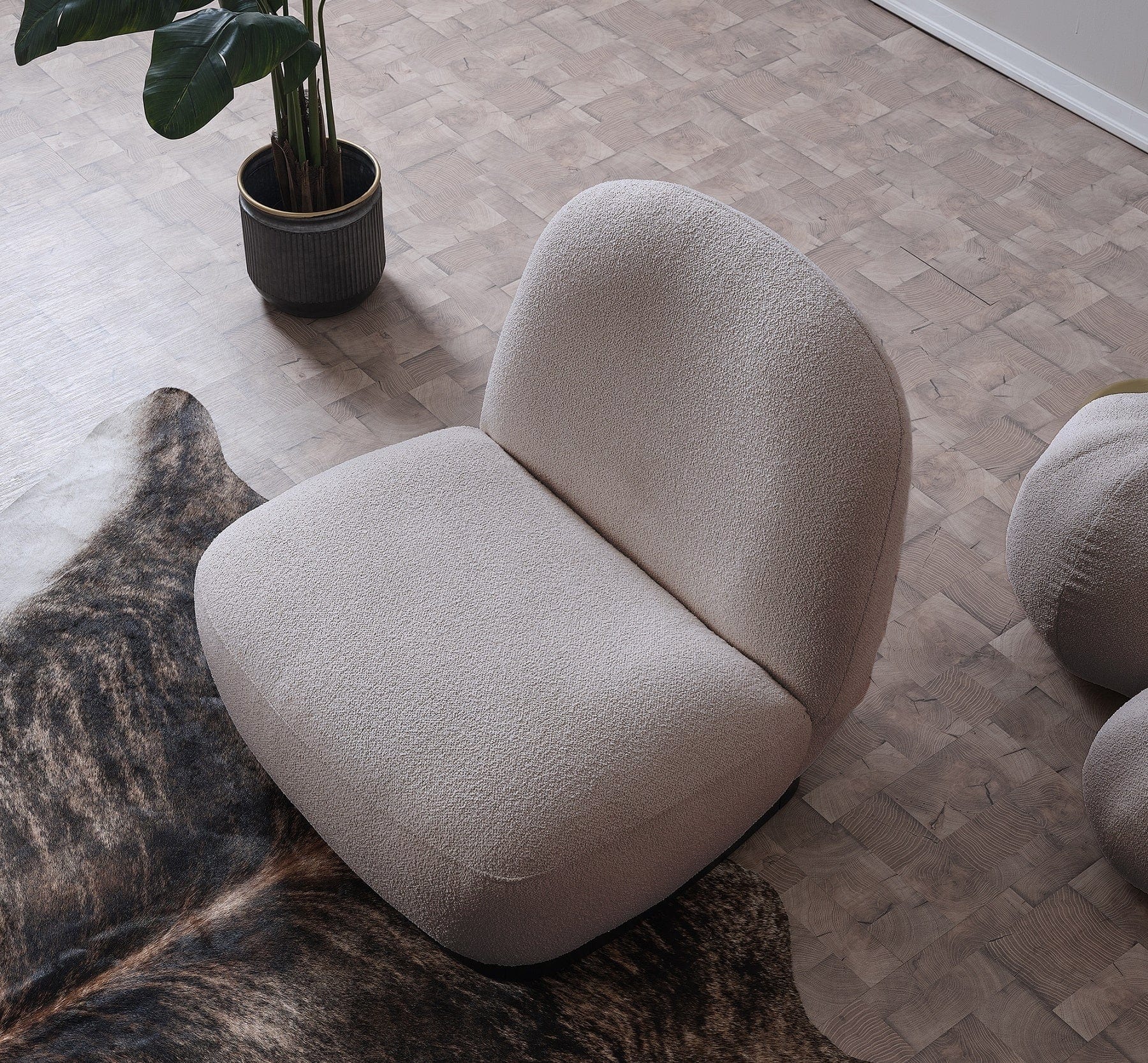 Fotoliu fix tapitat cu stofa New Moon Crem, l86xA92xH80 cm (1)