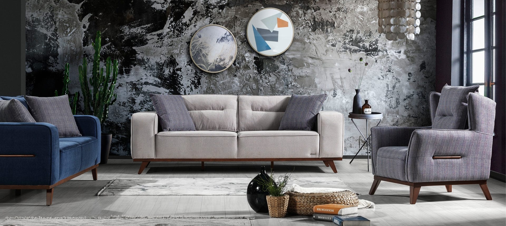 Fotoliu fix tapitat cu stofa Oslo Gri K2, l88xA88xH96 cm (1)