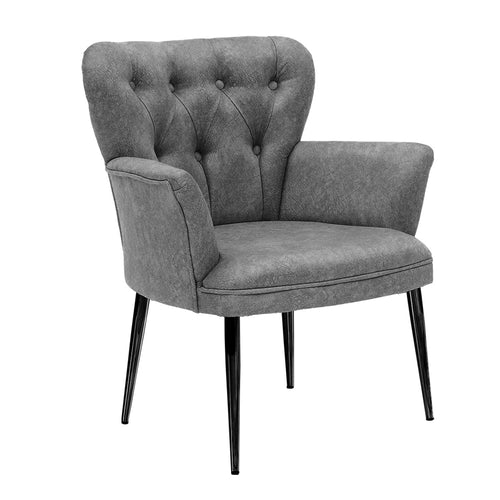 Fotoliu fix tapitat cu stofa, Paris Metal Gri / Negru, l68xA52xH79 cm