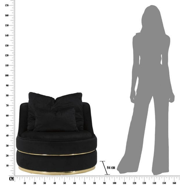 Fotoliu fix tapitat cu stofa Paris Space Velvet Negru / Auriu, l84xA84xH72 cm (9)