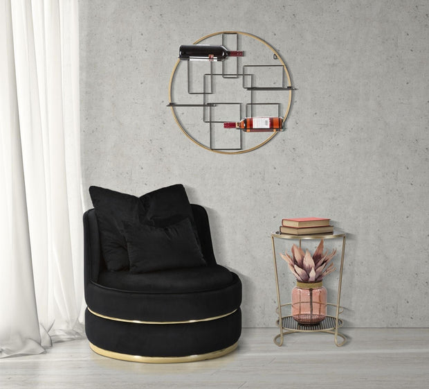 Fotoliu fix tapitat cu stofa Paris Space Velvet Negru / Auriu, l84xA84xH72 cm (1)