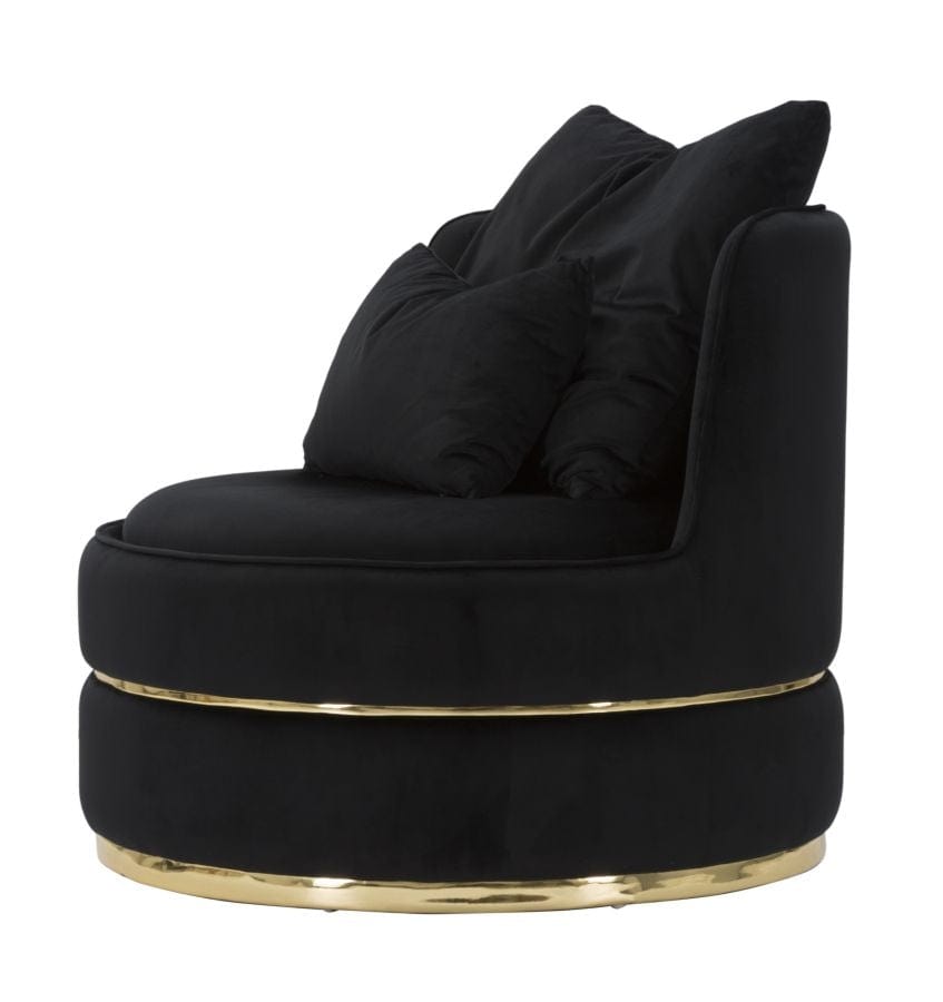 Fotoliu fix tapitat cu stofa Paris Space Velvet Negru / Auriu, l84xA84xH72 cm (4)