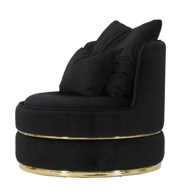 Fotoliu fix tapitat cu stofa Paris Space Velvet Negru / Auriu, l84xA84xH72 cm (4)
