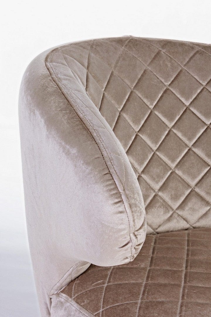 Bizzotto Fotoliu fix tapitat cu stofa si picioare din lemn, Bertrand Velvet Grej / Natural, l66,6xA63xH73 cm