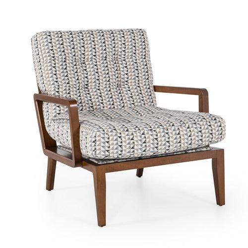 Asir Fotoliu fix tapitat cu stofa si picioare din lemn, Design Multicolor, l76xA79xH87 cm