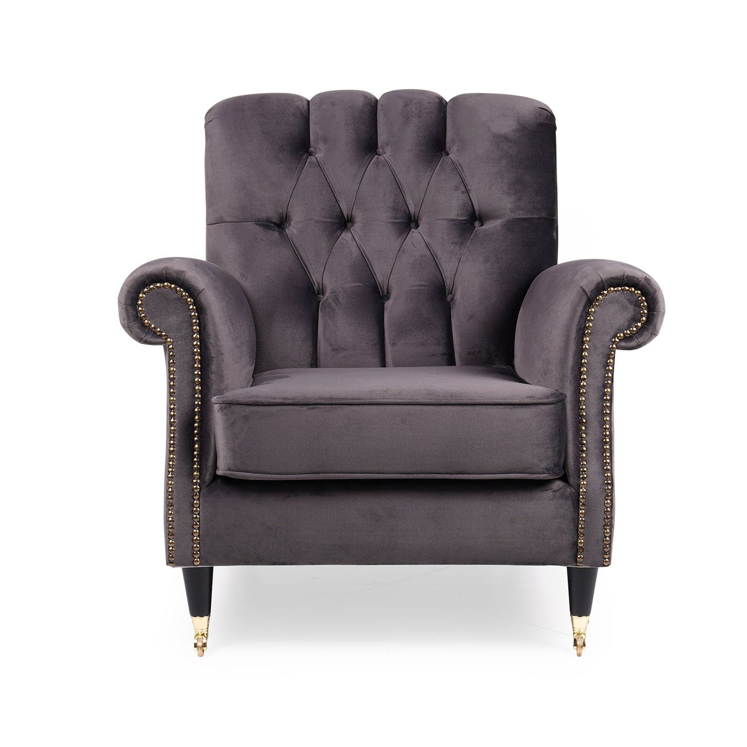 Fotoliu fix tapitat cu stofa si picioare din lemn, Lounge Velvet Antracit, l91xA93xH90 cm (1)