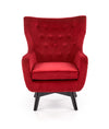 Halmar Fotoliu fix tapitat cu stofa si picioare din lemn,  Marvolo Velvet Bordeaux / Negru, l75xA83xH103 cm