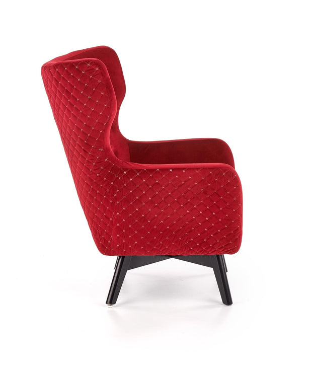 Halmar Fotoliu fix tapitat cu stofa si picioare din lemn,  Marvolo Velvet Bordeaux / Negru, l75xA83xH103 cm