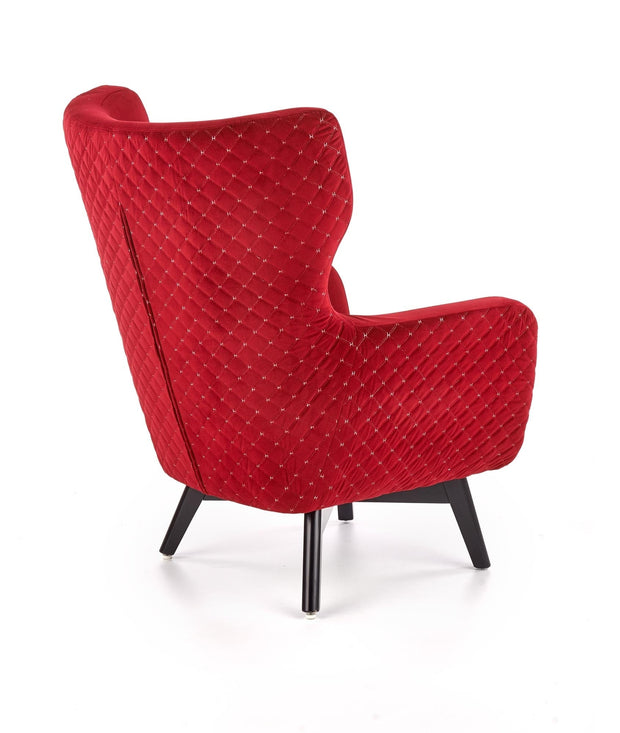 Halmar Fotoliu fix tapitat cu stofa si picioare din lemn,  Marvolo Velvet Bordeaux / Negru, l75xA83xH103 cm