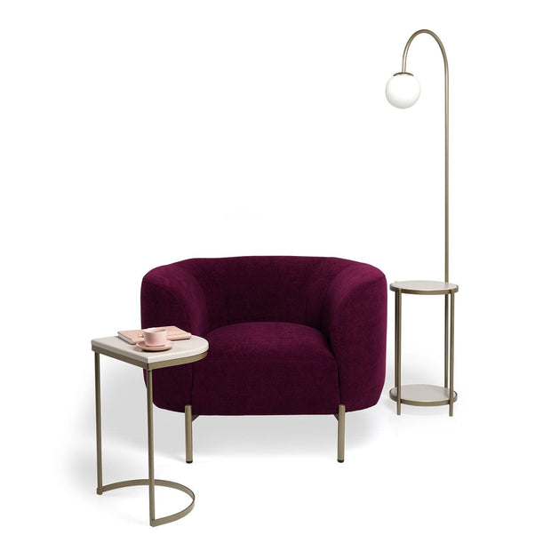 Asir Fotoliu fix tapitat cu stofa si picioare metalice, Macaroon Velvet Fucsia, l98xA82xH70 cm