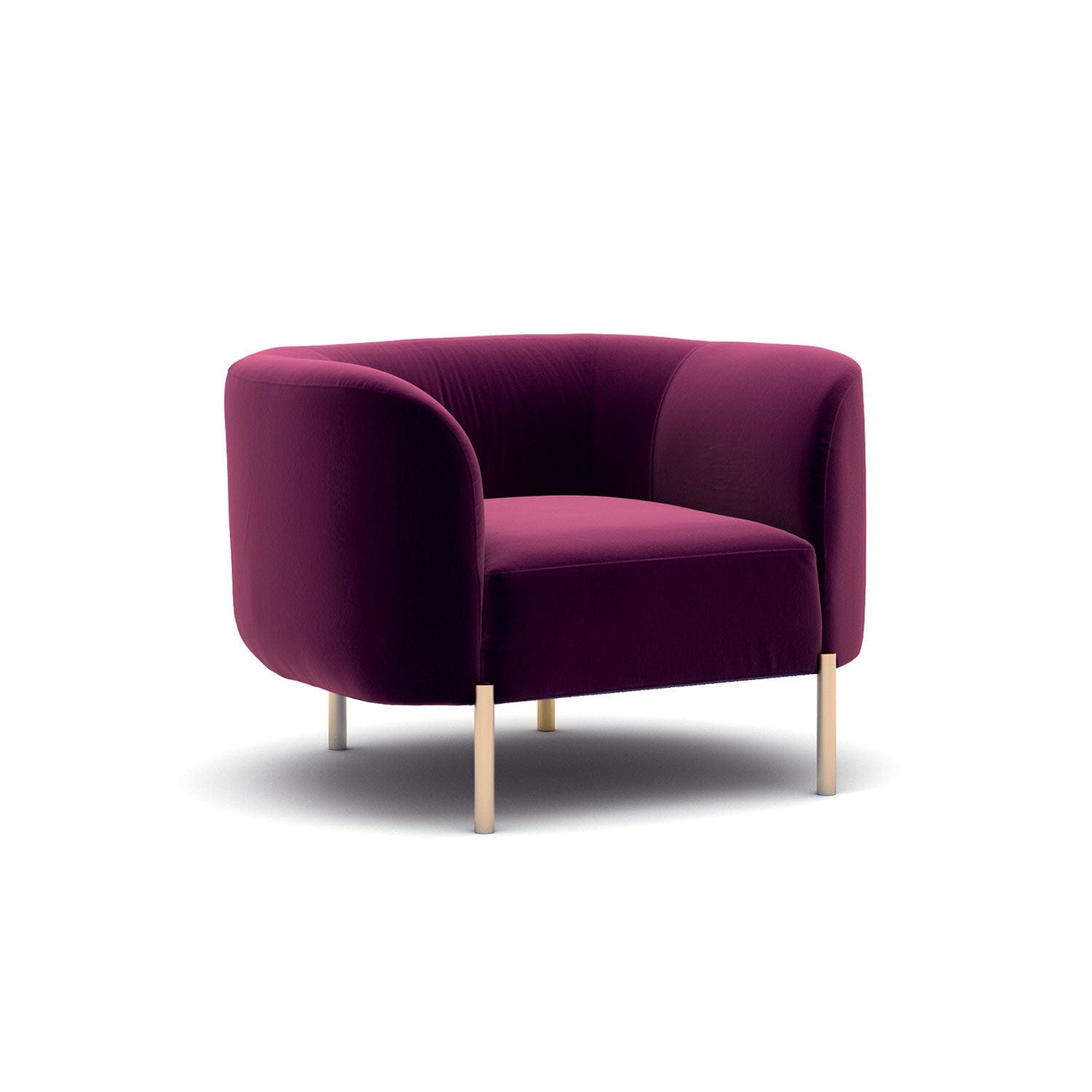 Asir Fotoliu fix tapitat cu stofa si picioare metalice, Macaroon Velvet Fucsia, l98xA82xH70 cm