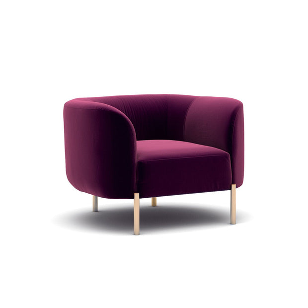 Asir Fotoliu fix tapitat cu stofa si picioare metalice, Macaroon Velvet Fucsia, l98xA82xH70 cm