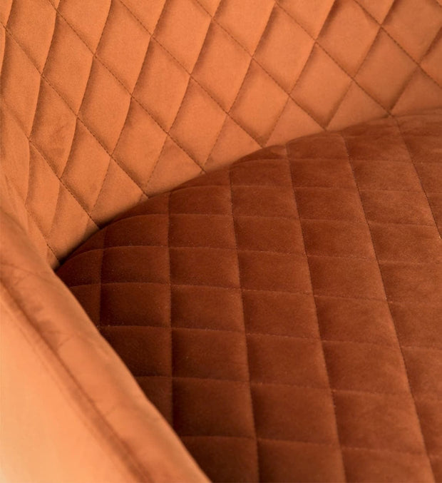 Moycor Fotoliu fix tapitat cu stofa si picioare metalice, Melissa Velvet Portocaliu / Auriu, l70xA63xH86 cm