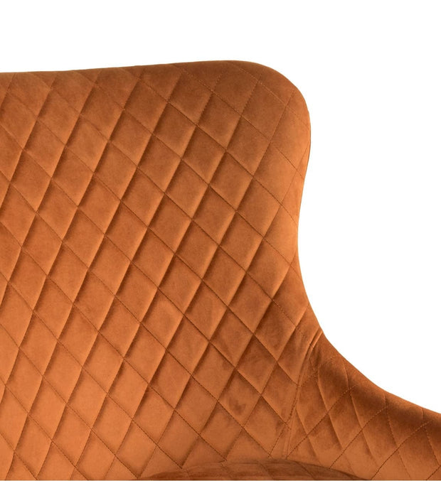 Moycor Fotoliu fix tapitat cu stofa si picioare metalice, Melissa Velvet Portocaliu / Auriu, l70xA63xH86 cm