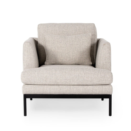 Asir Fotoliu fix tapitat cu stofa si picioare metalice, Pearl Crem, l82xA88xH85 cm