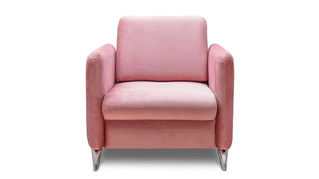 Fotoliu fix tapitat cu stofa si picioare metalice Tangit Velvet Roz / Crom, l127xA114xH90 cm (1)