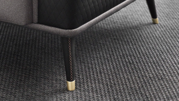 Fotoliu fix tapitat cu stofa si piele ecologica, cu picioare din lemn Diamond Gri inchis / Negru, l84xA89xH92 cm (4)