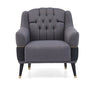Fotoliu fix tapitat cu stofa si piele ecologica, cu picioare din lemn Diamond Gri inchis / Negru, l84xA89xH92 cm (6)