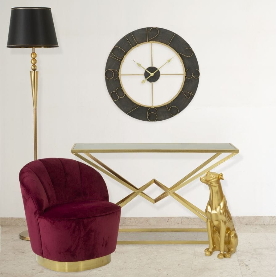 BFSummer Fotoliu fix tapitat cu stofa Sopy Velvet Bordeaux / Auriu, l67xA71xH70 cm