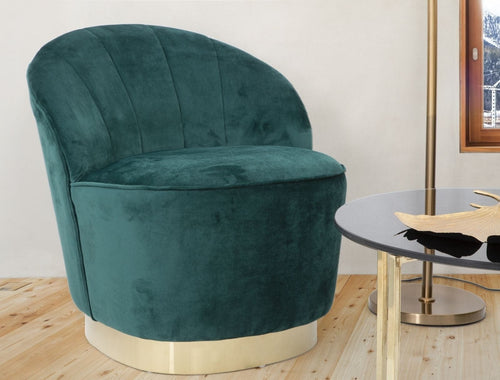 BFSummer Fotoliu fix tapitat cu stofa Sopy Velvet Verde inchis / Auriu, l67xA71xH70 cm