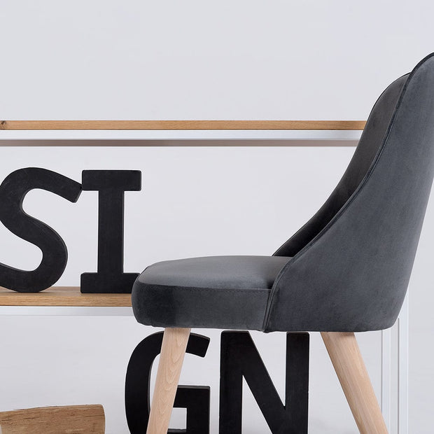 Fotoliu Fix tapitat cu stofa, Spring Gri Inchis, l45xH85 cm (1)