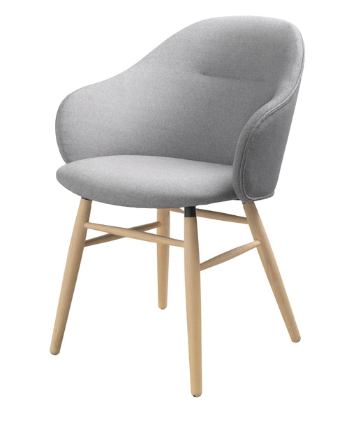 Unique Furniture A/S Fotoliu Fix tapitat cu stofa, Teno Gri Deschis / Stejar, l60xA56xH84 cm