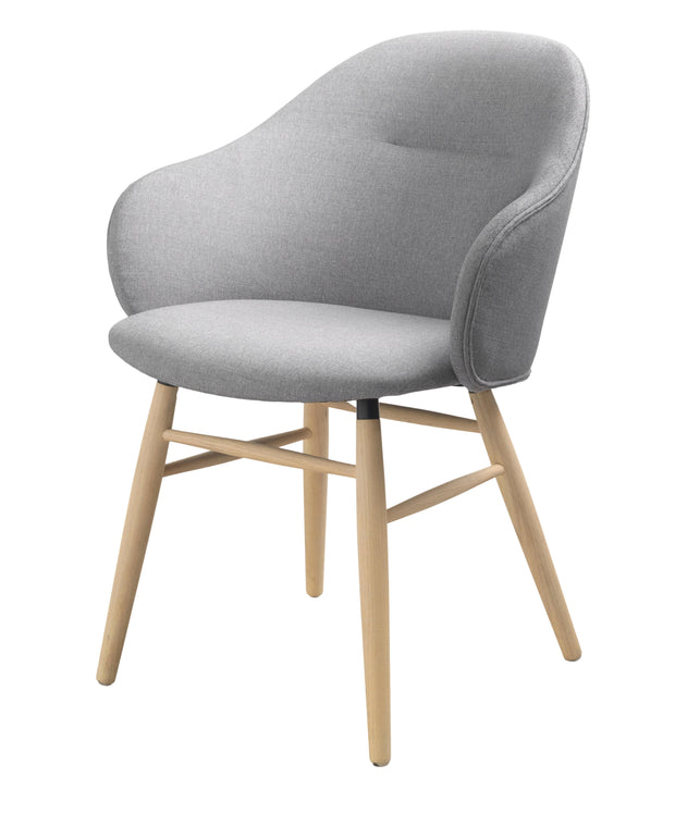 Unique Furniture A/S Fotoliu Fix tapitat cu stofa, Teno Gri Deschis / Stejar, l60xA56xH84 cm