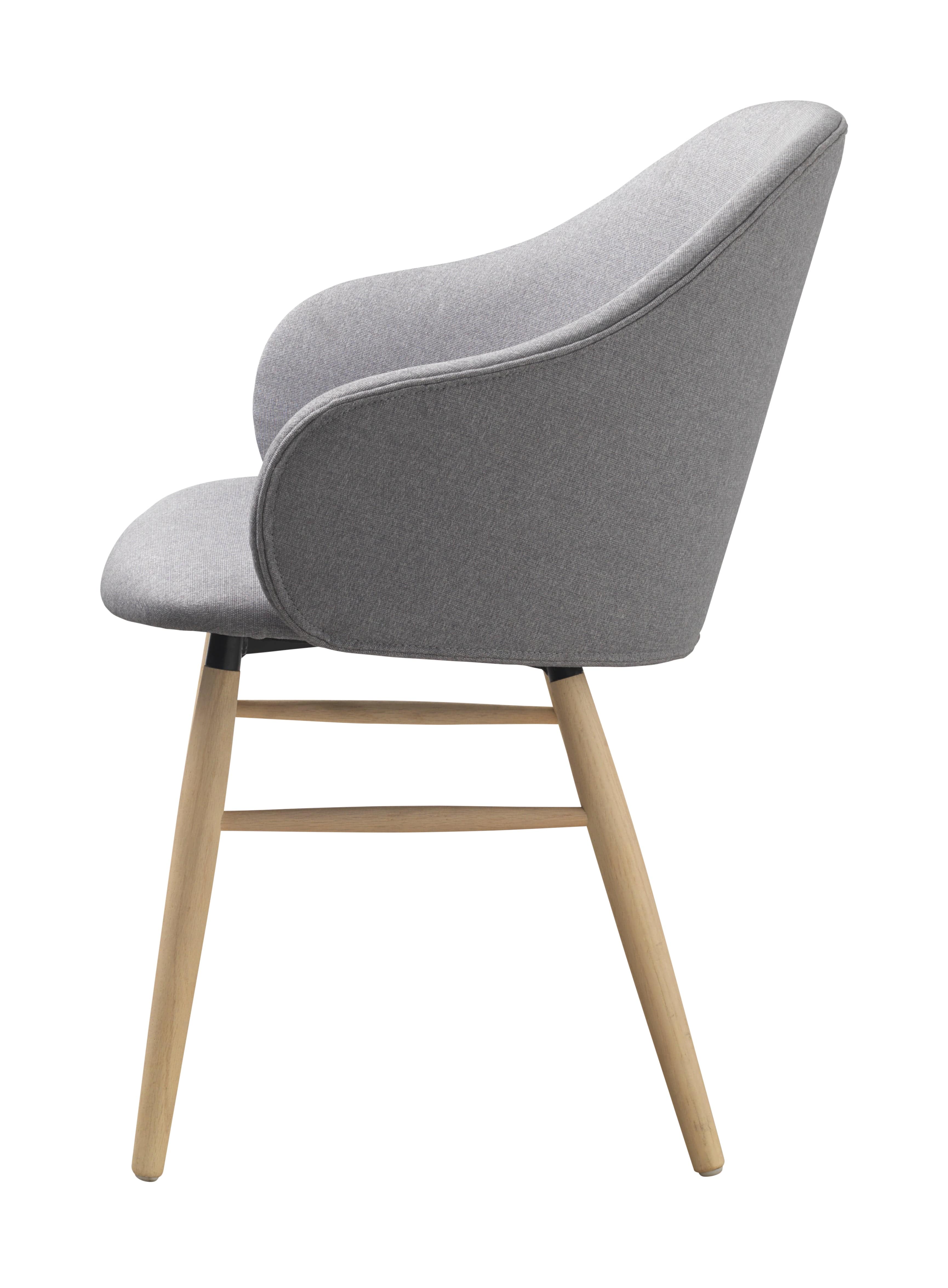 Unique Furniture A/S Fotoliu Fix tapitat cu stofa, Teno Gri Deschis / Stejar, l60xA56xH84 cm