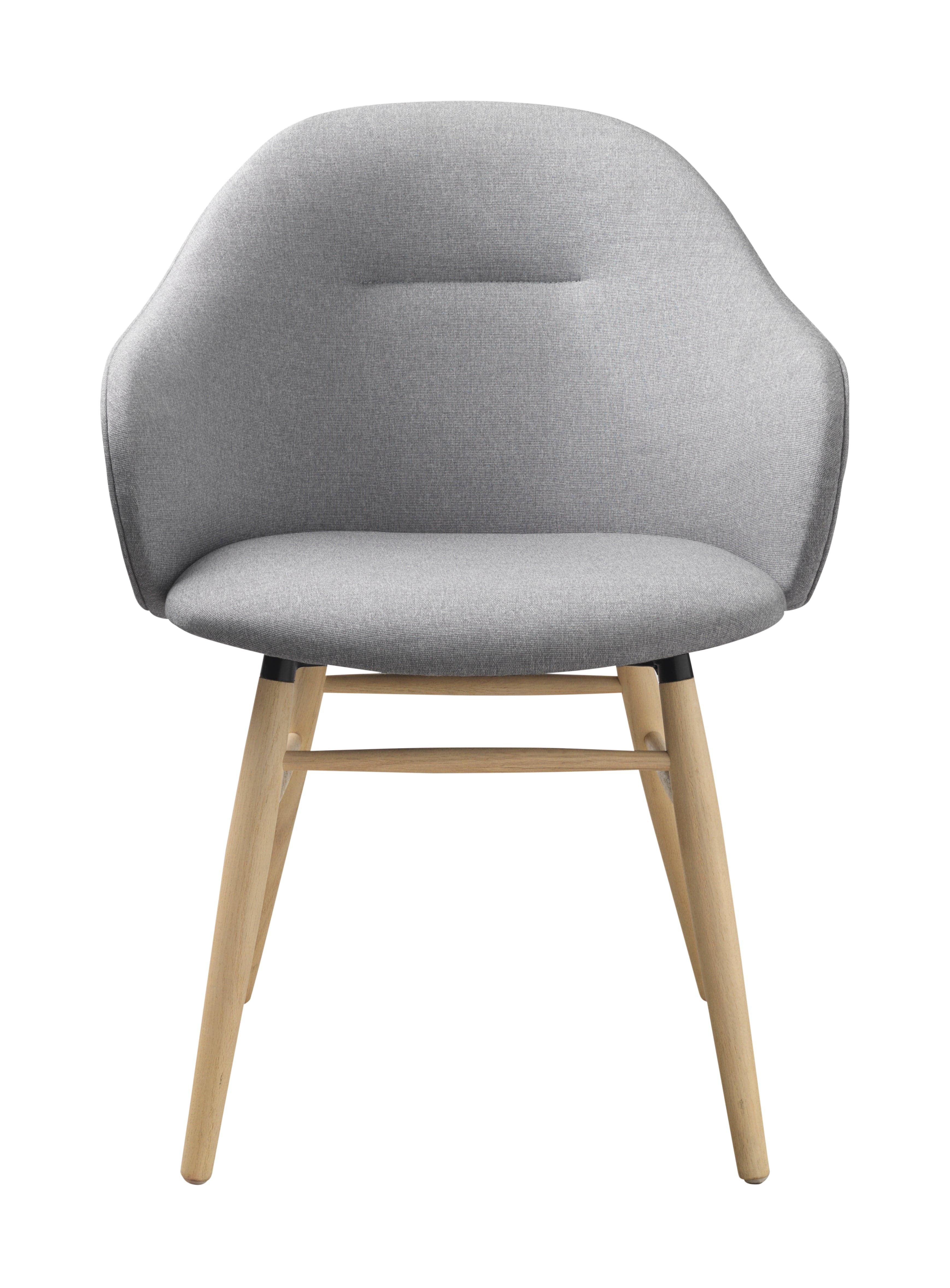 Unique Furniture A/S Fotoliu Fix tapitat cu stofa, Teno Gri Deschis / Stejar, l60xA56xH84 cm