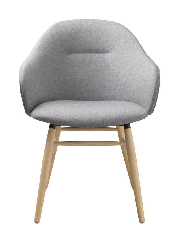 Unique Furniture A/S Fotoliu Fix tapitat cu stofa, Teno Gri Deschis / Stejar, l60xA56xH84 cm